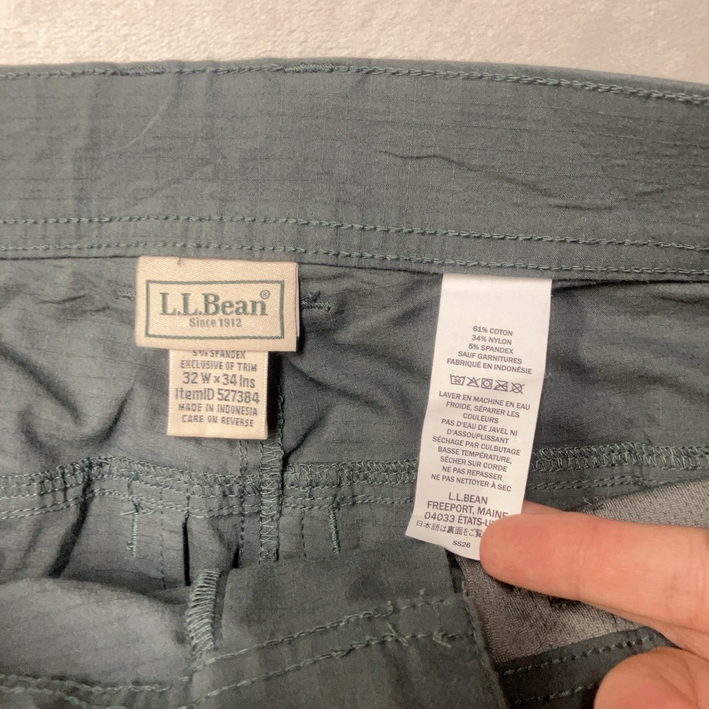 NWT LL Bean Mountainside Ripstop 5-Pocket Pants Men 32x34 Fit 34x34 Green 527384 - Picture 6 of 11